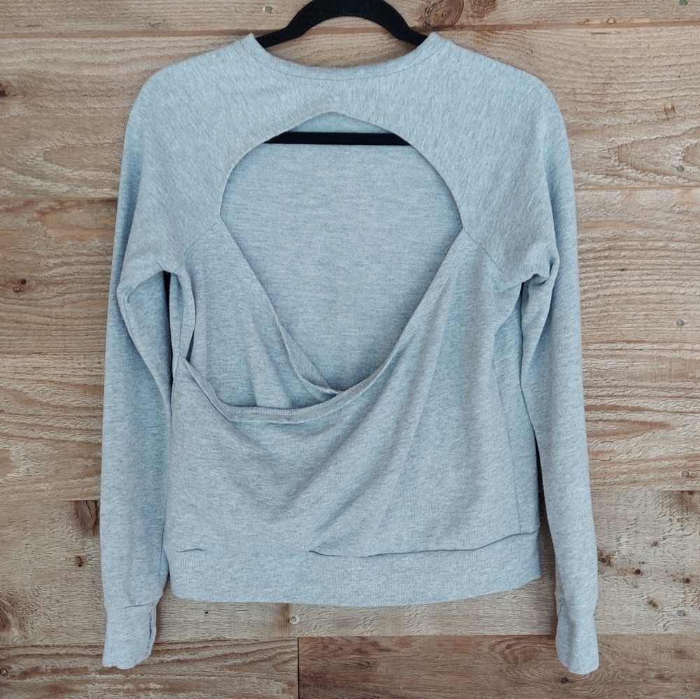 Fabletics Gray Ginger Backless Sweatshirt Xsmall - image 3
